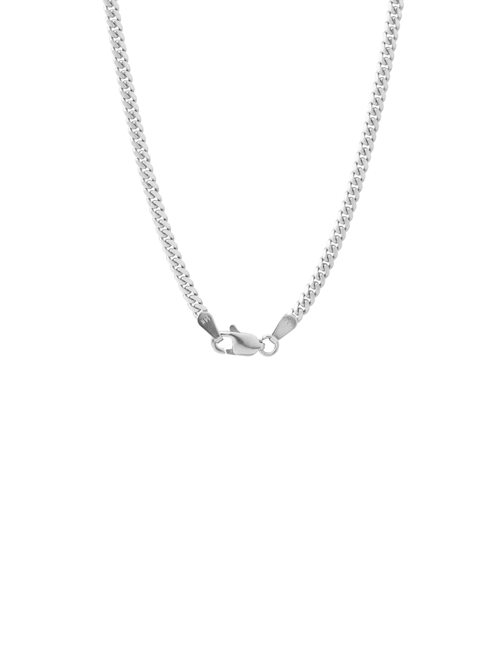 Cadena Delgada Eslabon Cubano 2.6 mm Oro Blanco 14k