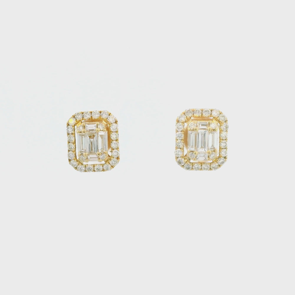 Par Aretes Corte Esmeralda 0.82 Ct Diamantes Oro 14k