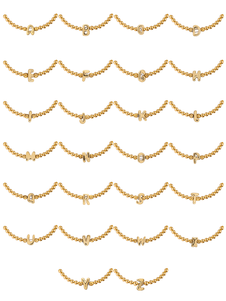 Pulsera Dorada Bolitas Con Inicial