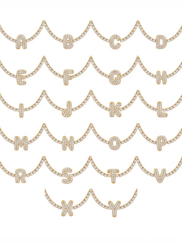 Pulsera Zirconias Con Inicial Mini Bubble