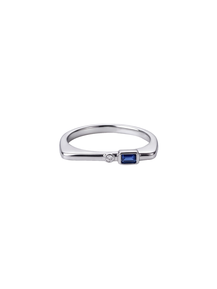 Anillo Rectangular Con Zirconia Birthstone
