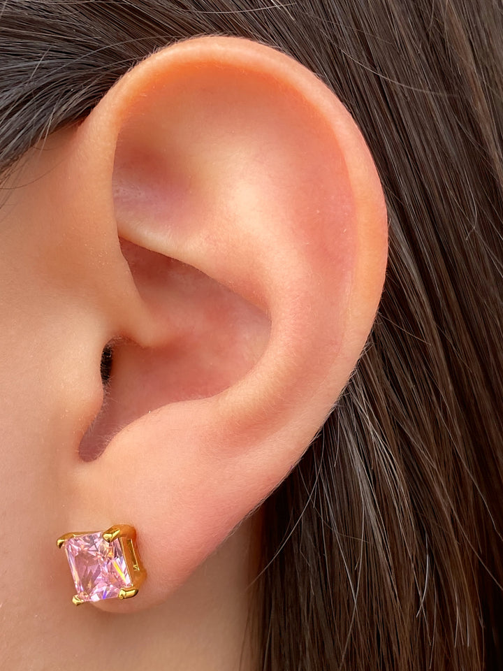 Par Arete Zirconias Cuadrada