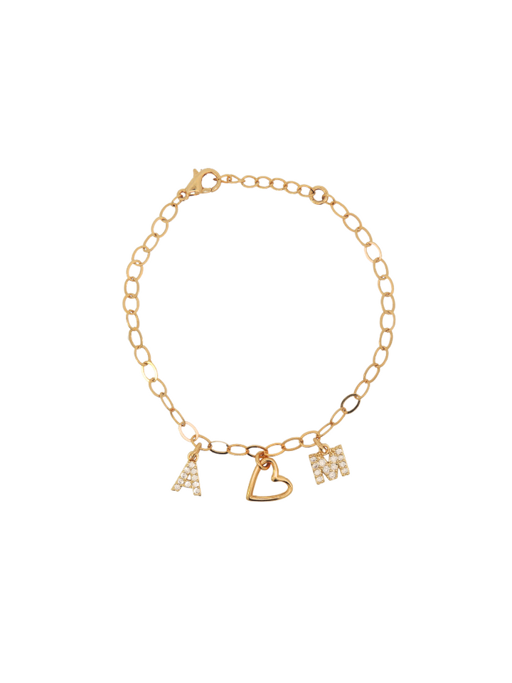 Pulsera Eslabones Inicial y Corazon