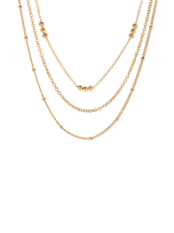 Collar Triple Cadena Bolitas