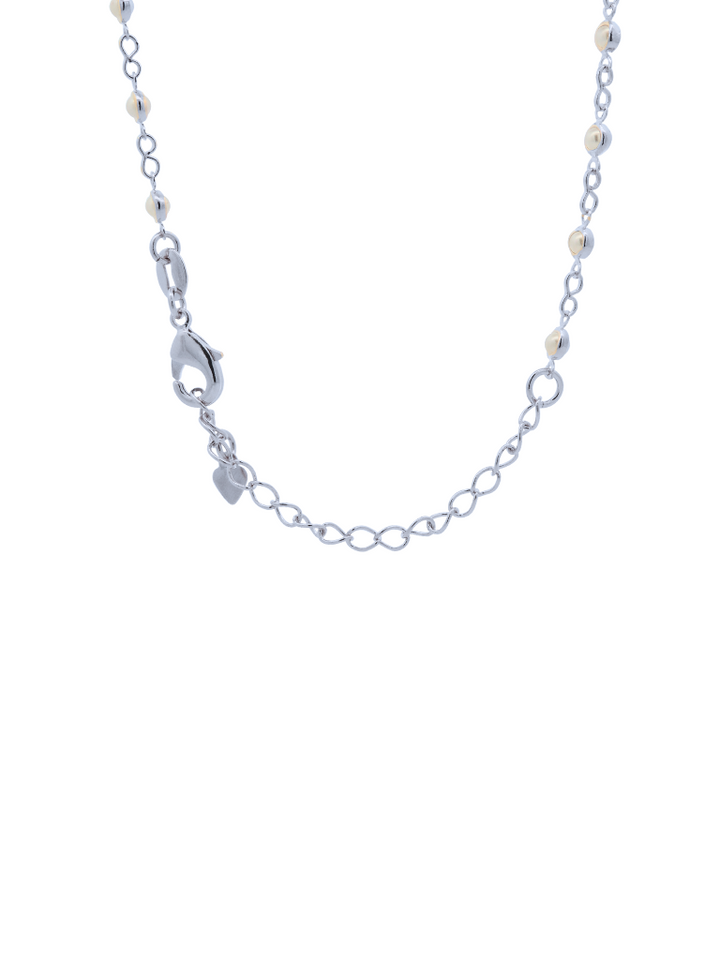 Collar Plateado Con Mini Perlitas
