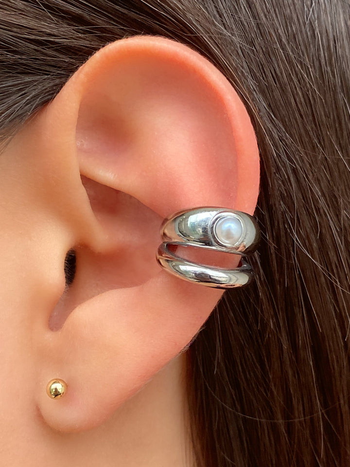 Ear Cuff Doble Con Perla