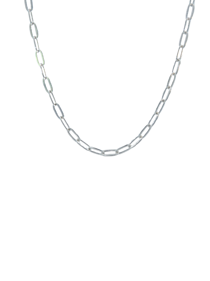 Collar Plateado Eslabon Tipo Clip 3 mm