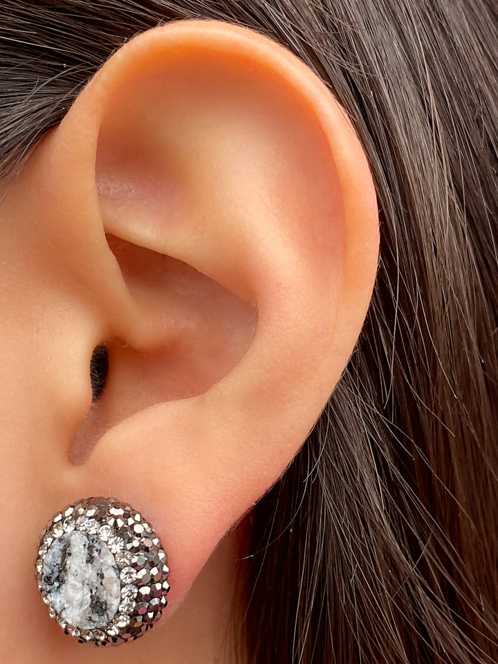 Par Mini Piedra Jaspeada