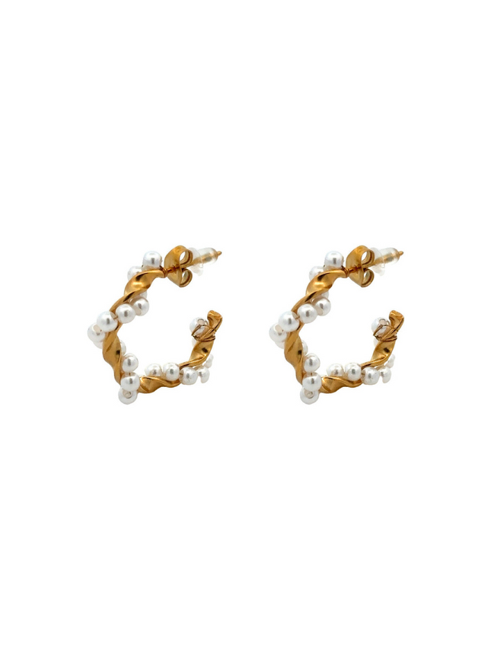 Par Arracada Entrelazada Con Perlas