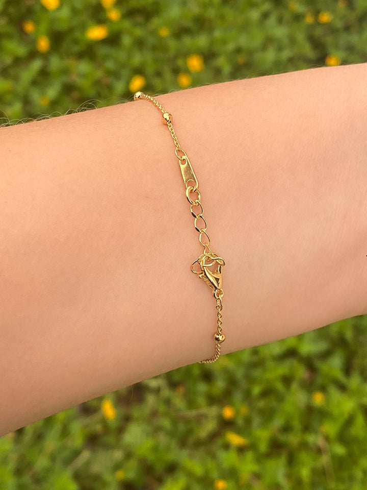 Pulsera Bolitas Con Dije Virgen