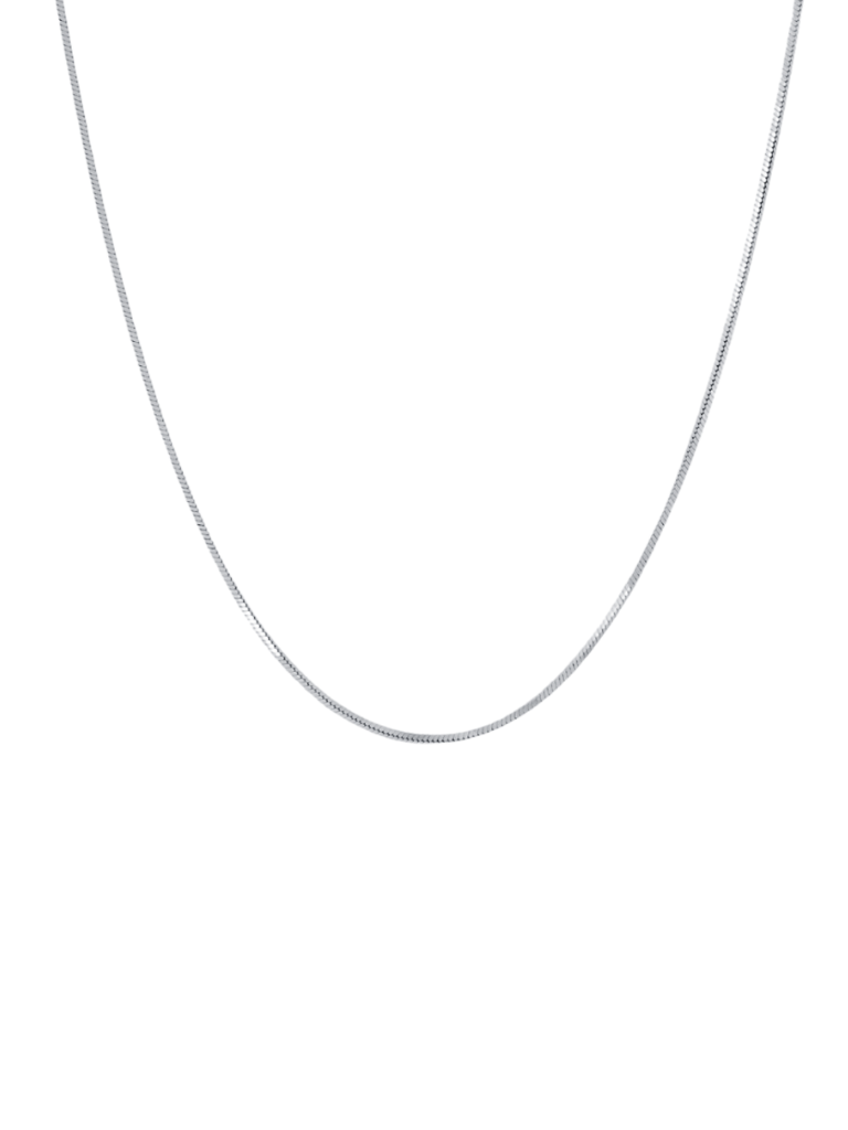 Collar Oro Blanco Delgado Liso Oro 14k