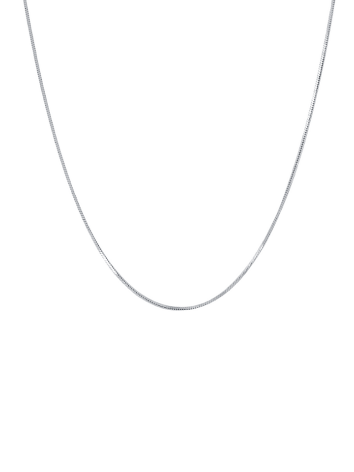 Collar Oro Blanco Delgado Liso Oro 14k