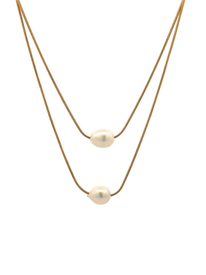 Collar Doble Con Perla