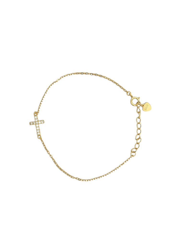 Pulsera Con Mini Cruz Dorada