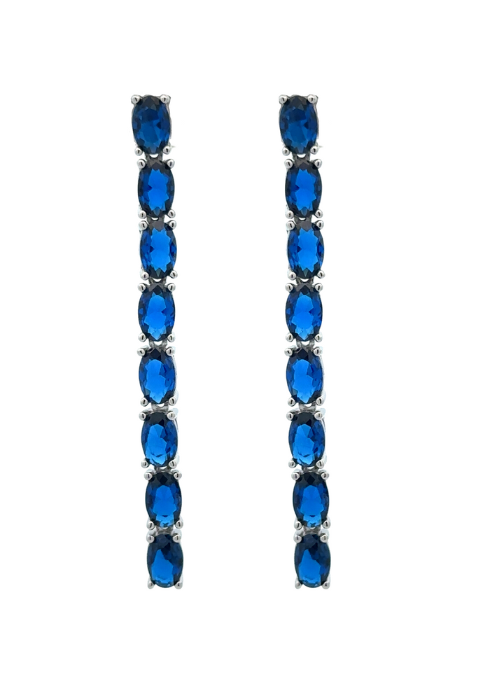 Par Arete Plateado Tira Zirconia