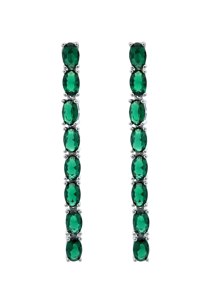 Par Arete Plateado Tira Zirconia