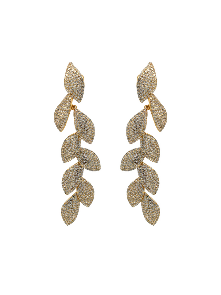 Par Arete Hoja Con Zirconia