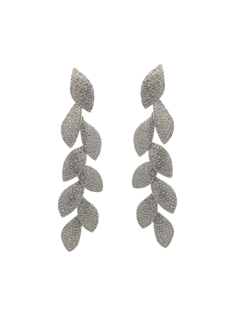 Par Arete Hoja Con Zirconia