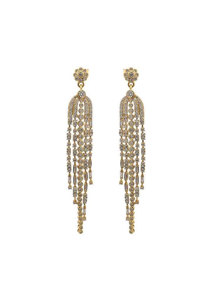 Par Arete Flor Con Tira Con Zirconia