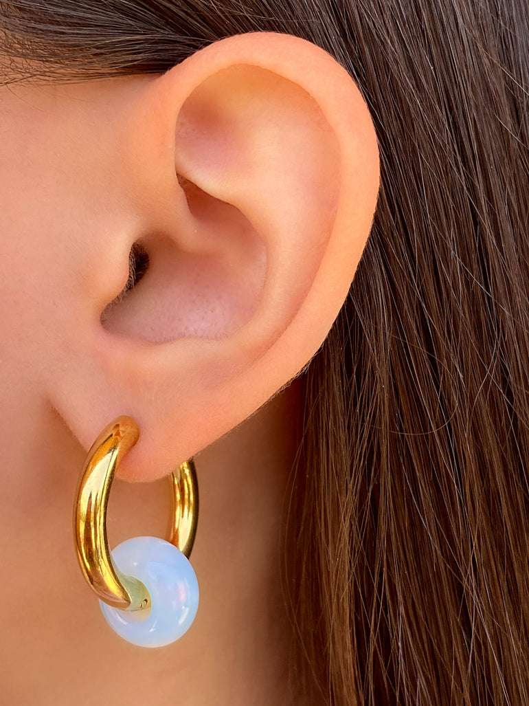 Par Arracada Piedra Opalo 2 en 1