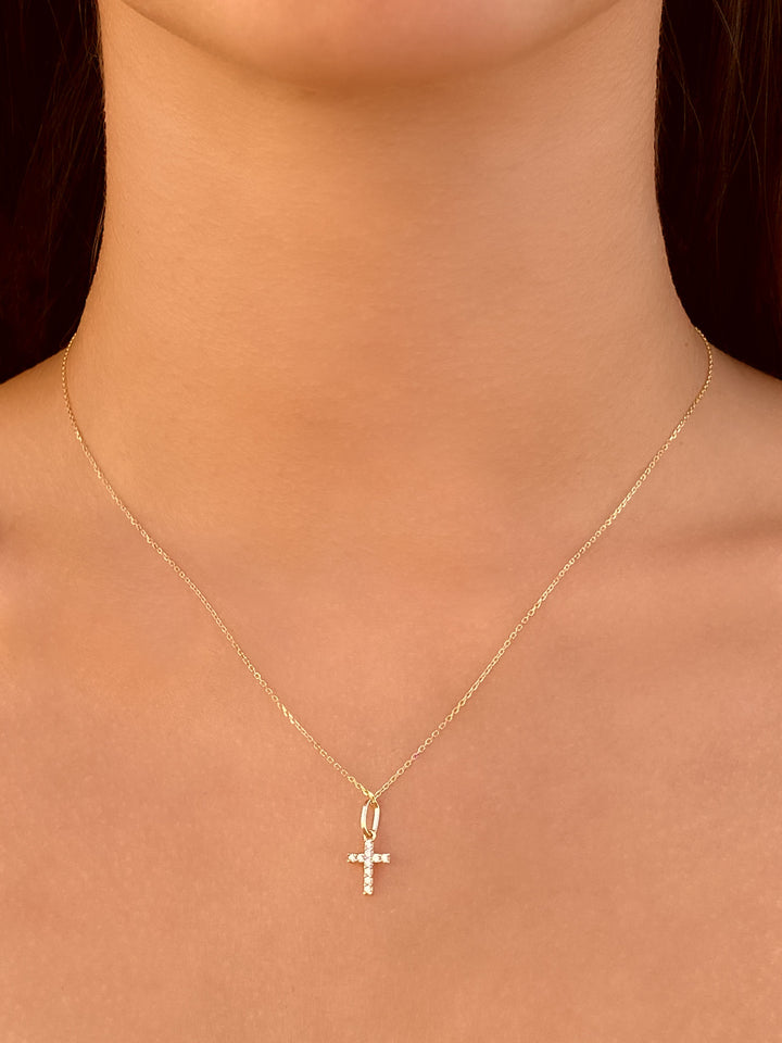 Collar Dorado Dije Cruz Oro 14K