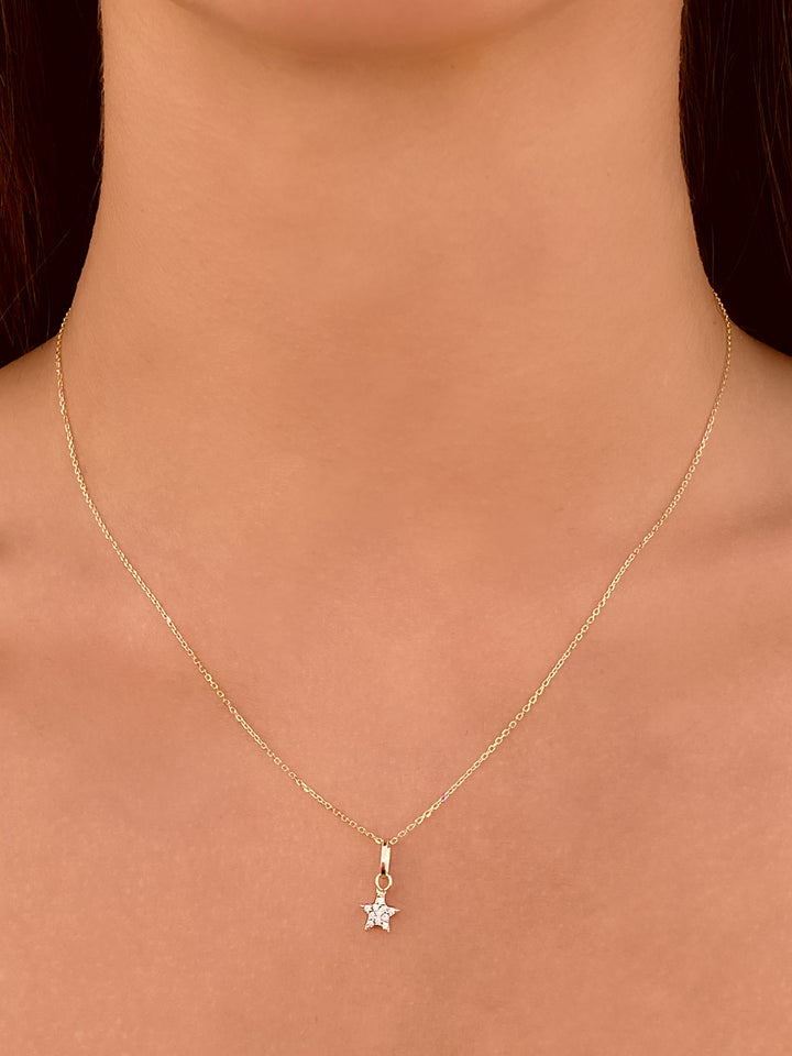 Collar Dorado Dije Estrella Oro 14k