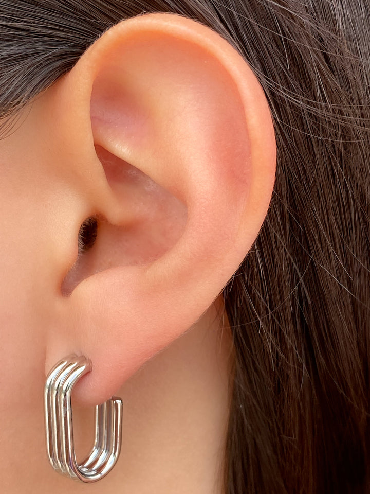 Par Arracada Rectangular Triple