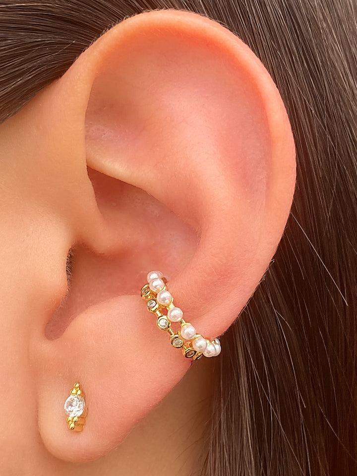 Ear Cuff Zirconias y Perlas