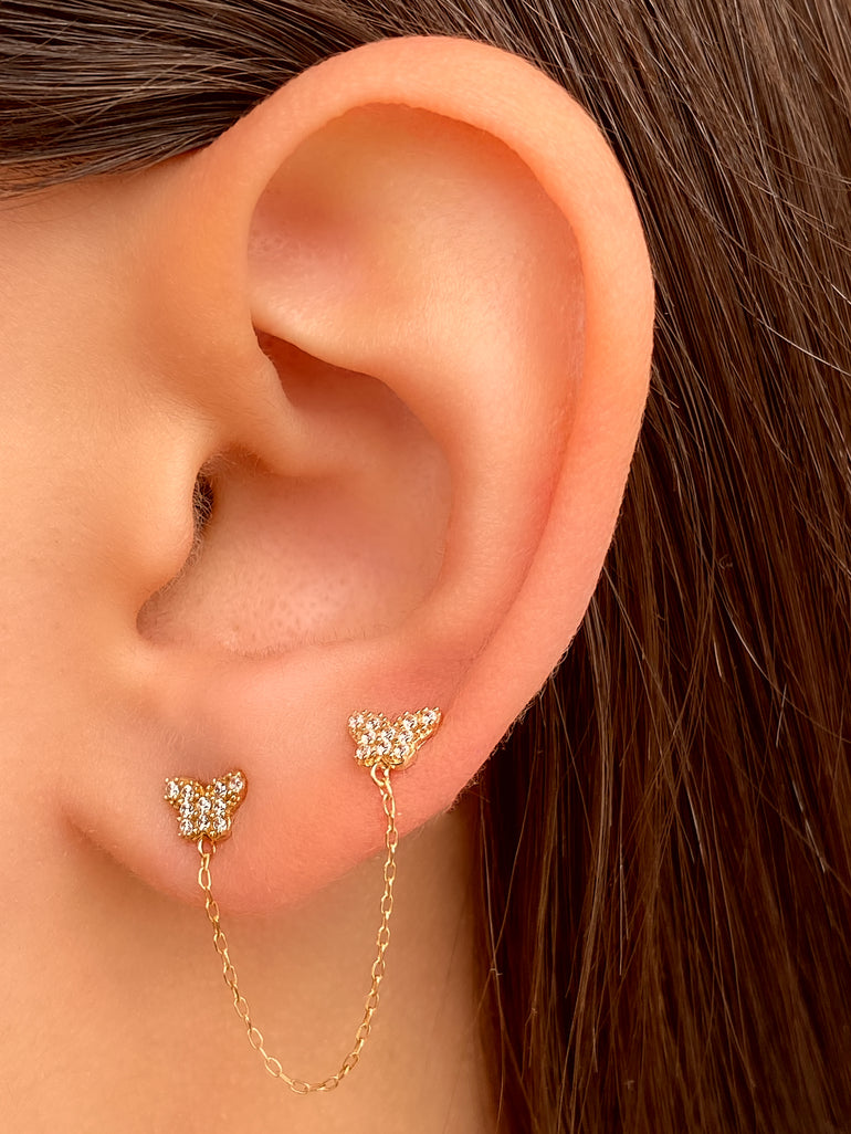 Mariposas con Cadena Oro 14k