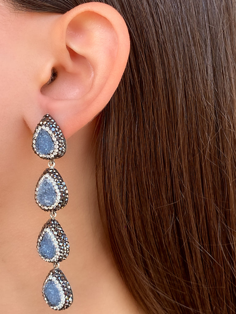Par Aretes Calcita Cuatro Gotas
