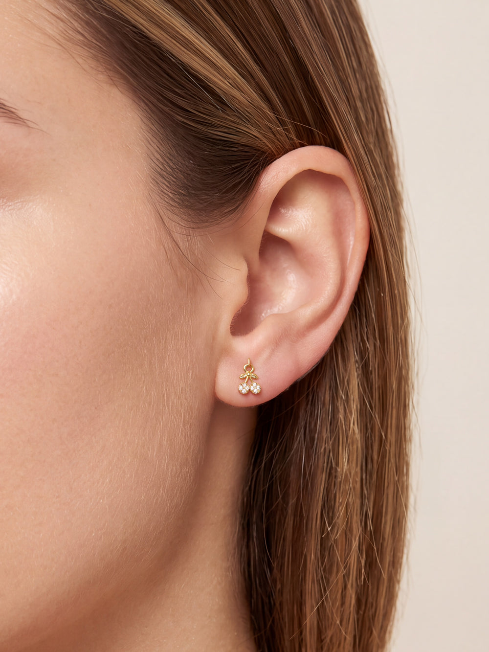 Arete Colgante Cerezas Con Zirconias Acero Inoxidable