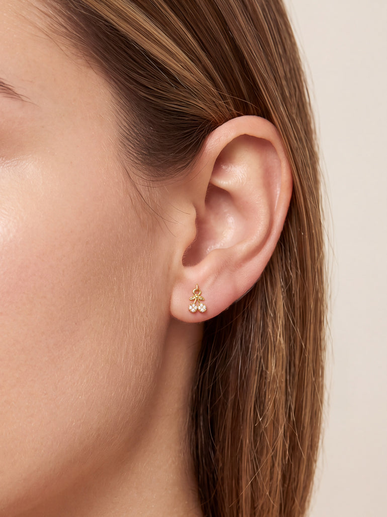 Arete Colgante Cerezas Con Zirconias Acero Inoxidable