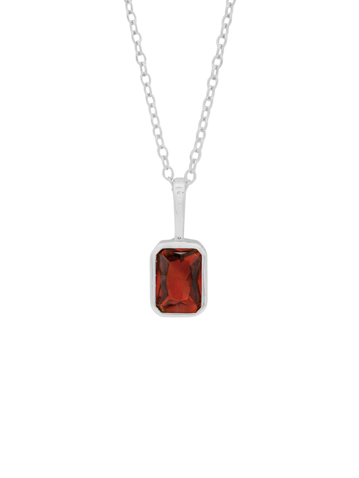 Collar Birthstone Rectangular Plateado