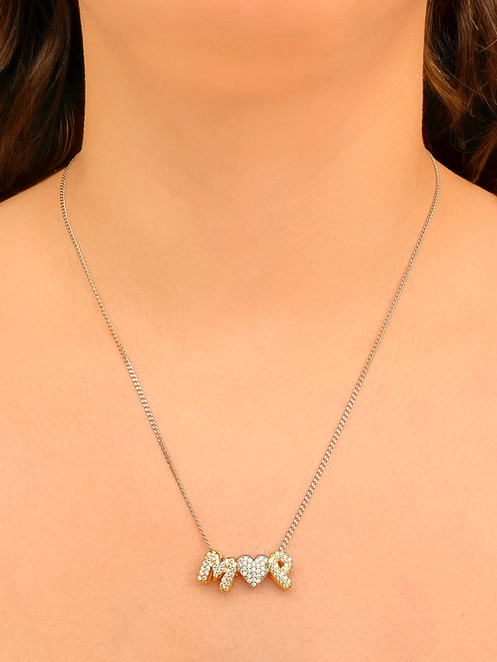 Collar Combinado Corazon Con Inicial Mini Bubble Zirconias