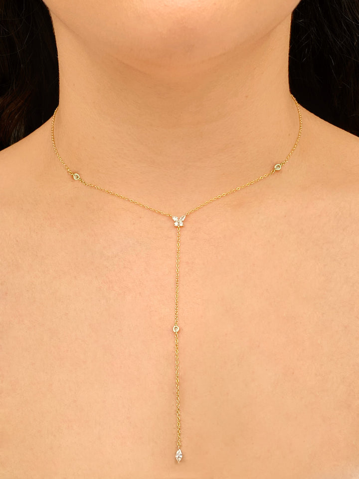 Collar Corbatin Mariposa Zirconias