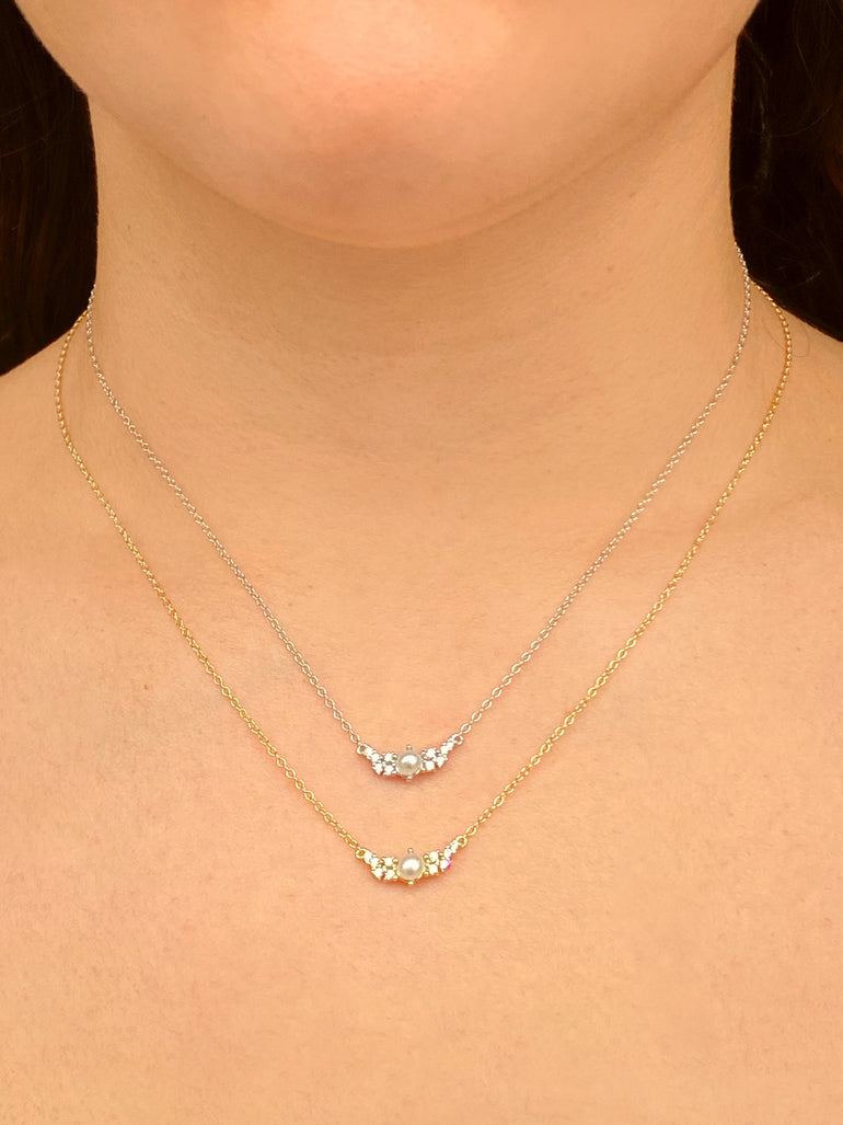 Collar Perla Central y Zirconias