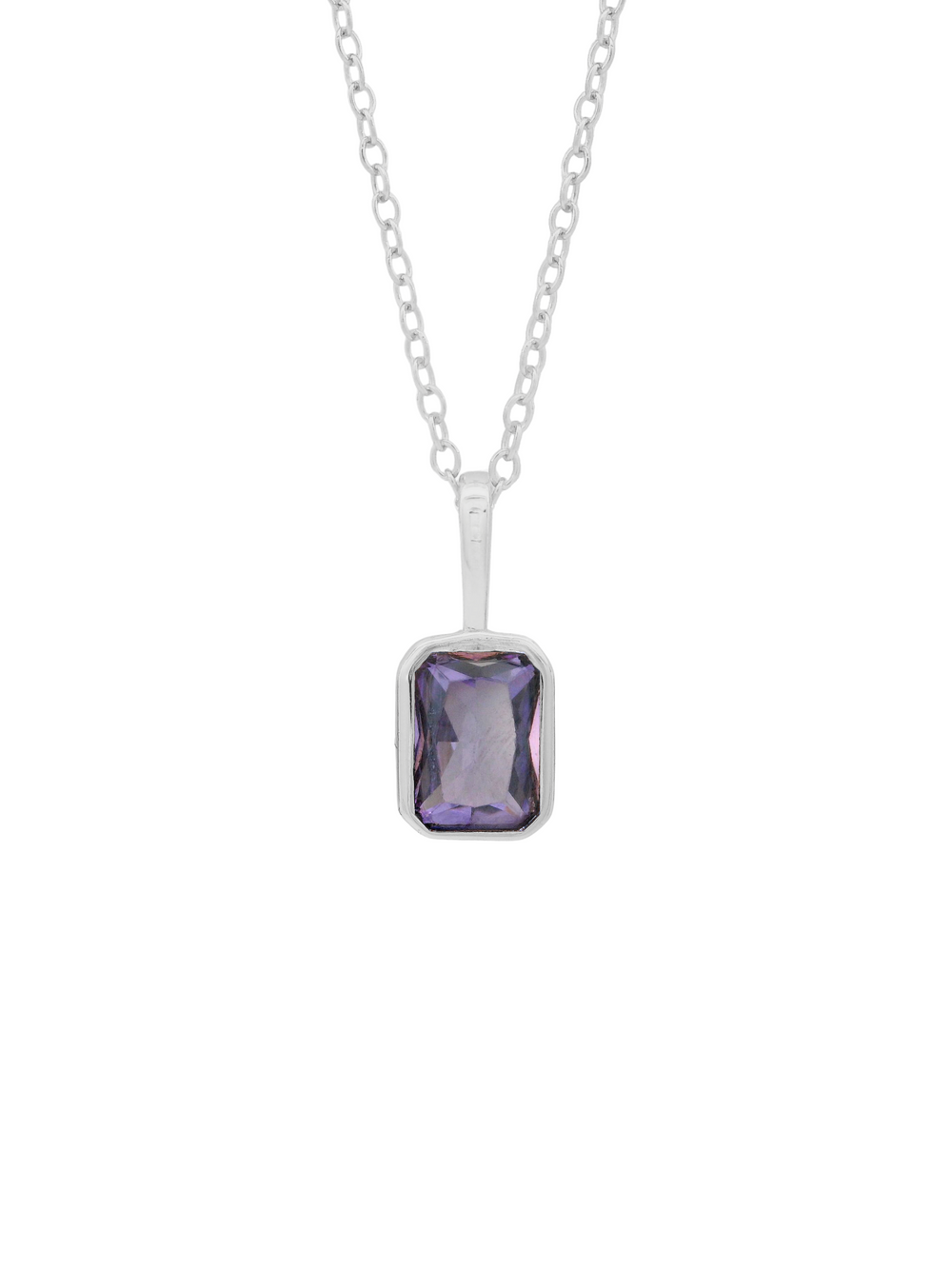 Collar Birthstone Rectangular Plateado
