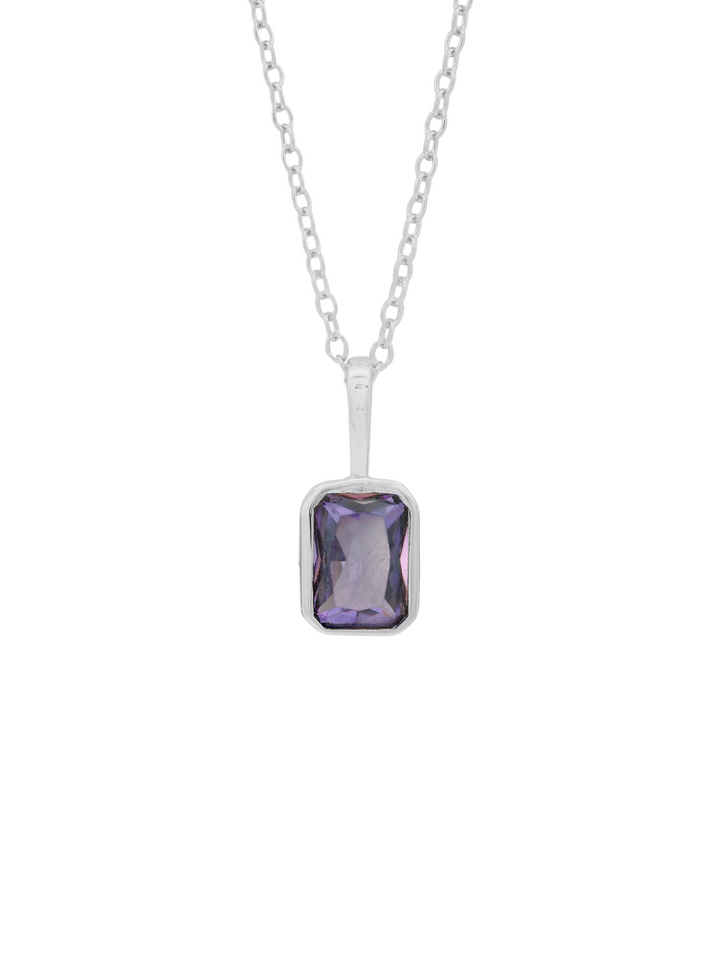 Collar Birthstone Rectangular Plateado