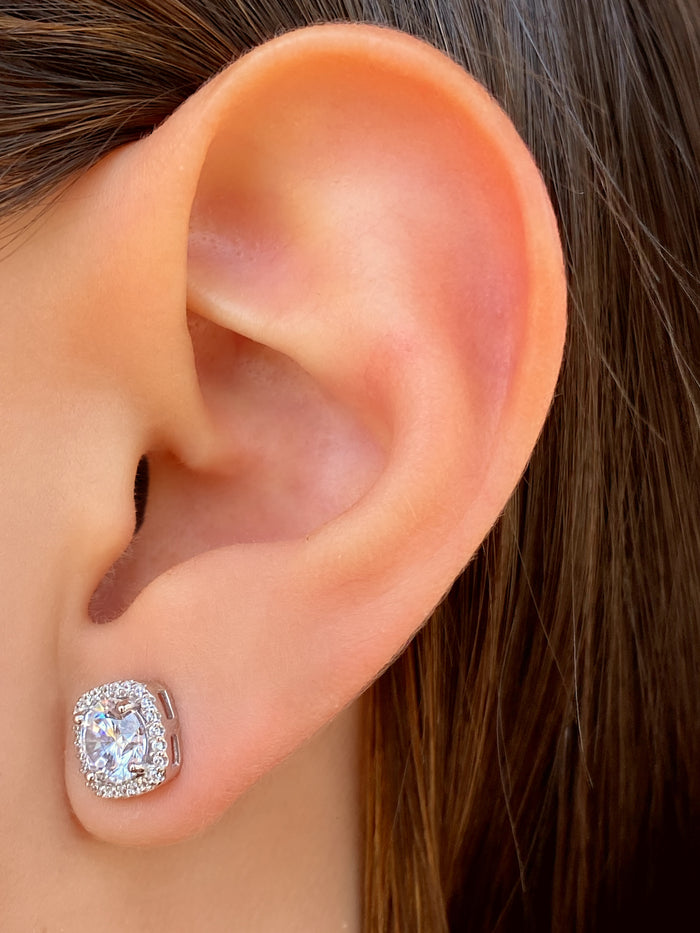 Par Arete Cuadrado Con Zirconia