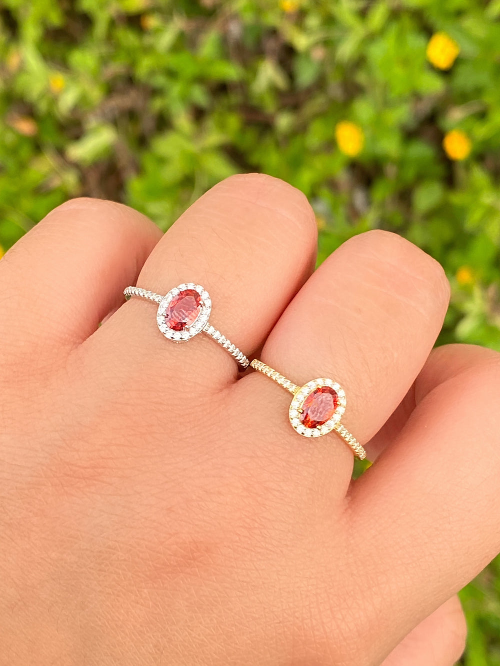 Anillo Ovalo Con Zirconia Naranja