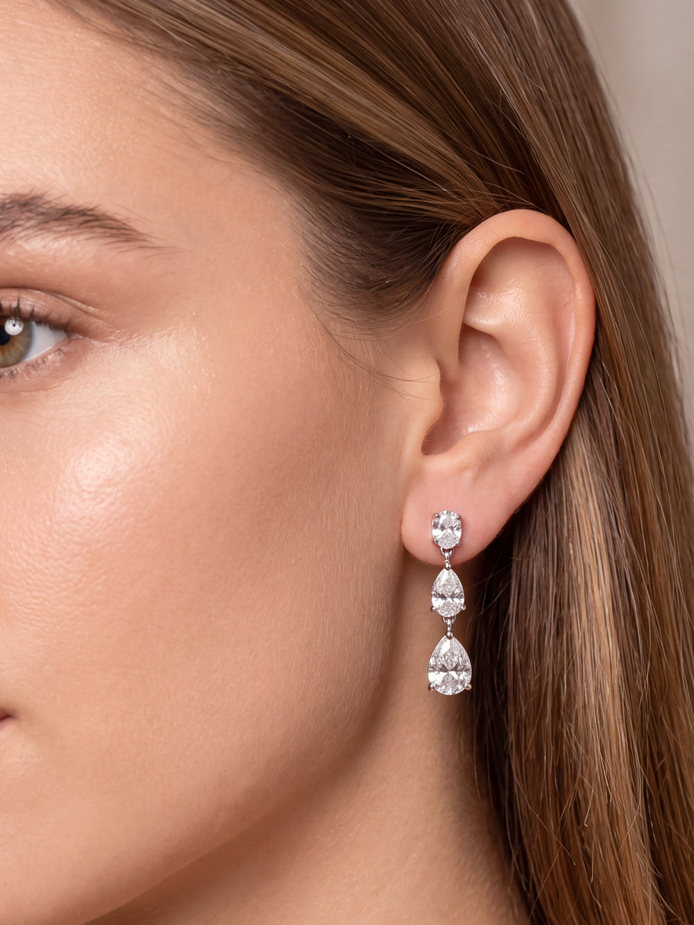 Par Arete Largo Moissanitas Corte Pera 7 CT
