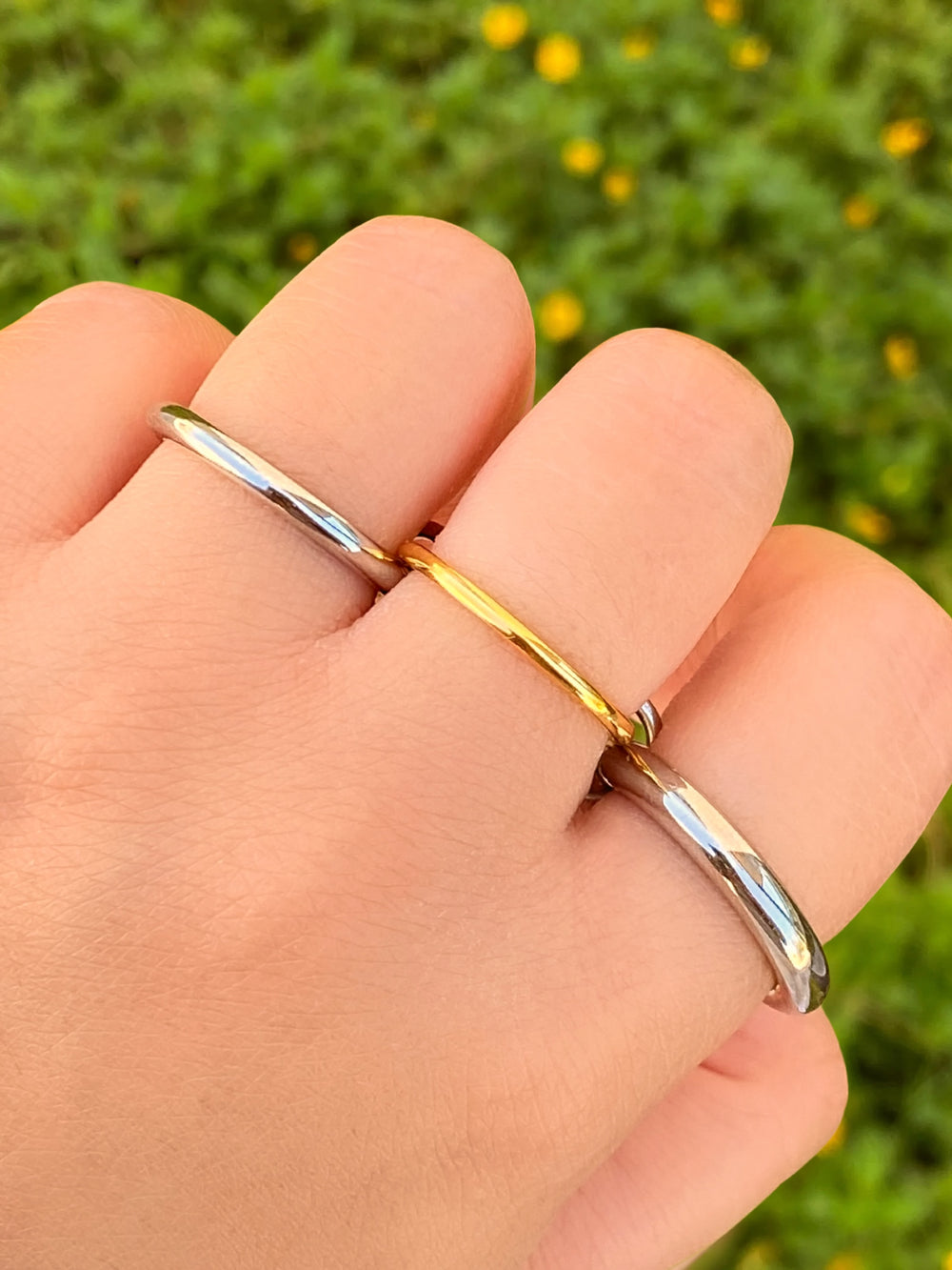 Anillo Triple Argolla Combinado