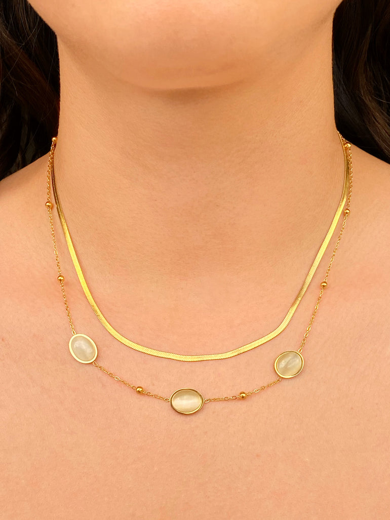 Collar Doble Planchado Con Ovalos