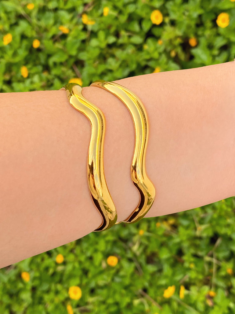 Brazalete Doble Abierto Ondulado