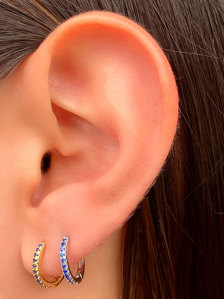 Arracada Zirconias Azul 11 mm