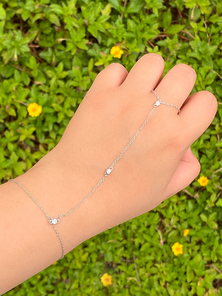 Pulsera Tres Zirconias Bisel Con Anillo