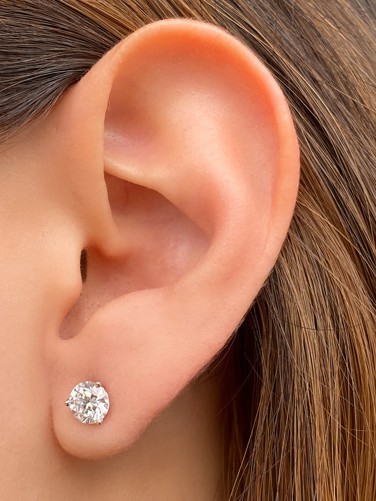 Par Aretes 1.5 Ct Round Diamantes Lab Grown