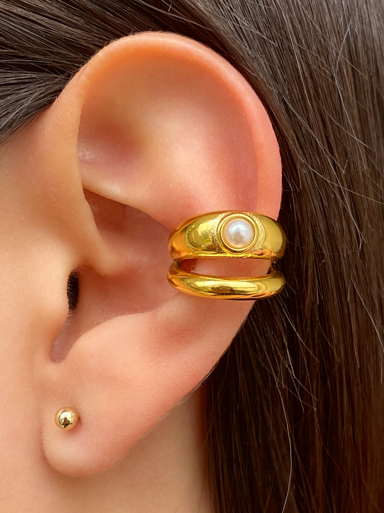 Ear Cuff Doble Con Perla
