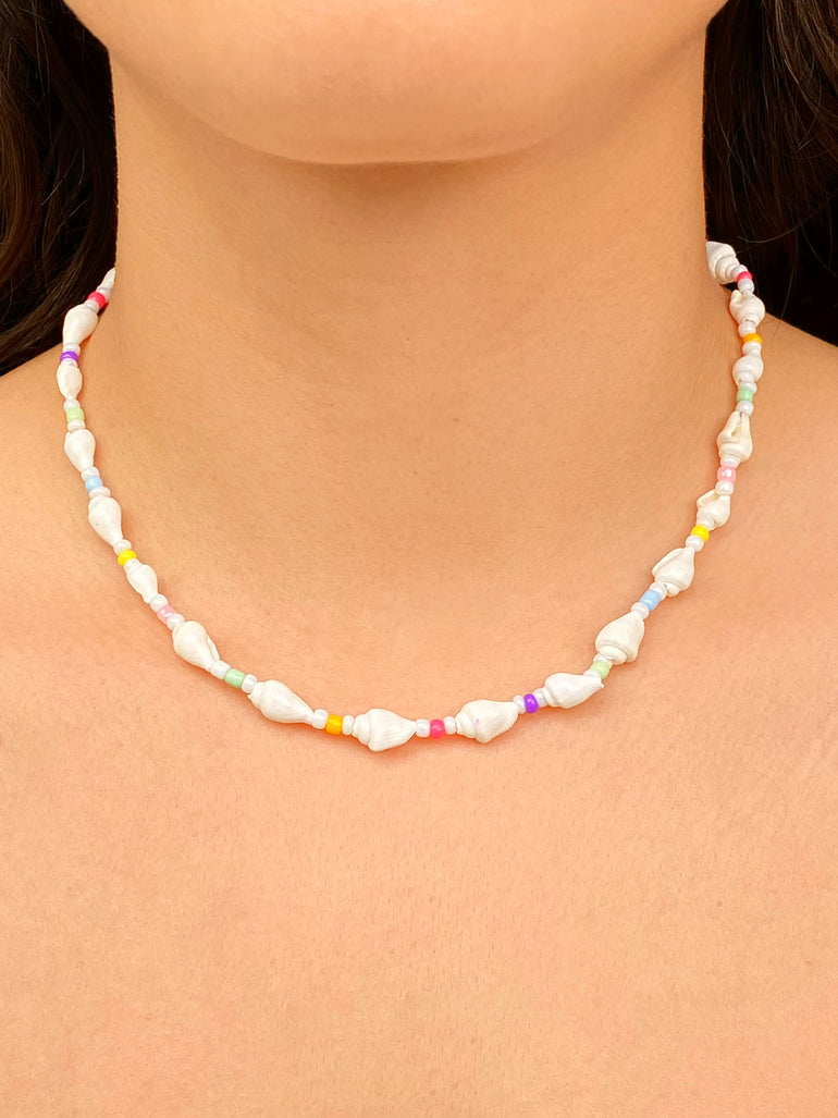 Collar Conchitas Con Piedras De Colores