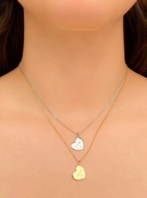 Collar Con Dije Corazon Mom